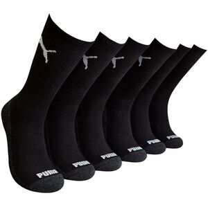 NWT Puma Men's 6 Pack Crew Socks ALL Black Cushioned Arch Support P111968-001